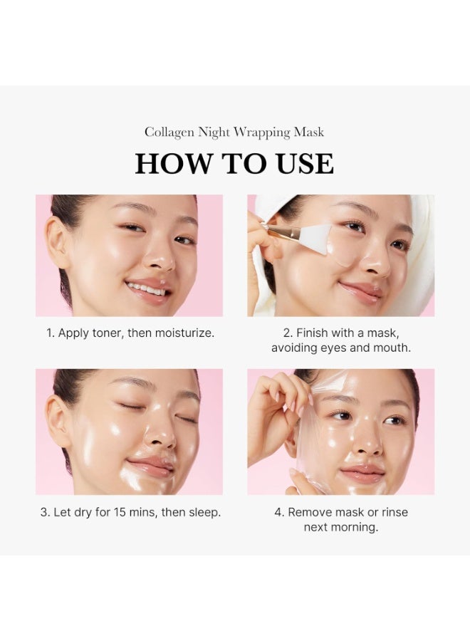 Medicube Collagen Overnight Wrapping Peel Off Facial Mask Pack - Elasticity & Hydration Care, Reduces Sagging & Dullness - Hydrolyzed Collagen For Glowing Skin - Korean Skin Care - Image 4